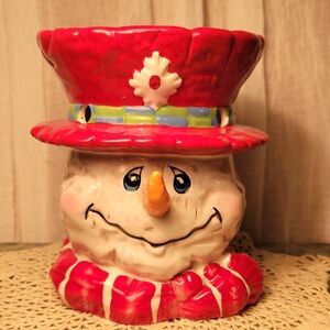 Festive Red and White Snowman Holiday Decor